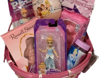 Cinderella Item Bundle Pre Filled Easter Basket with Candy - Easter gift for girl, princess easter basket, Disney Cinderella gift