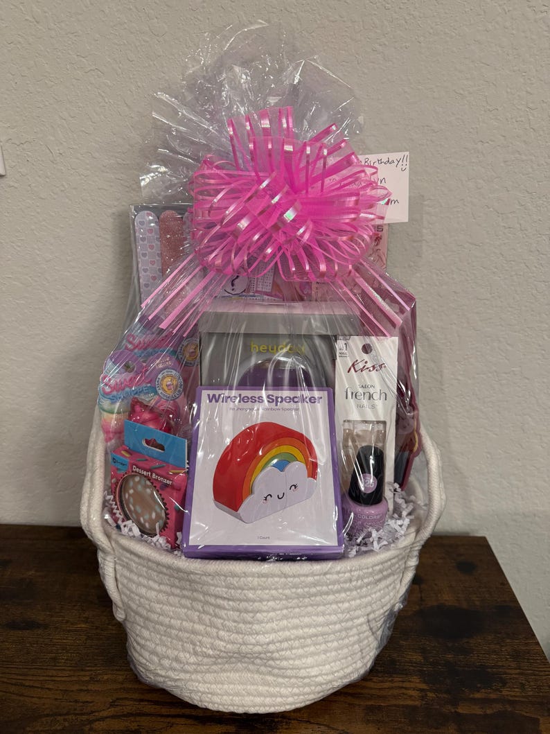 Over the Rainbow Teen Girl Gift Basket- unique gift for girl, teen, tween, flower girl gift, thank you, birthday, Easter, any occasion image 1