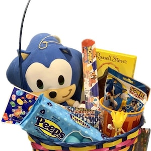 Paquete de artículos de Sonic en cesta de regalo: regalo de jugador único para adolescentes, preadolescentes, niños, niñas y niños - Set de regalo de Sonic the Hedgehog - Regalo de juego de Sonic imagen 2