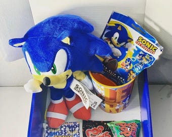 Sonic Item Bundle in Gift Box - unique gift for teen, tween, kid, boy, girl, Sonic the hedgehog fan, gamer gift