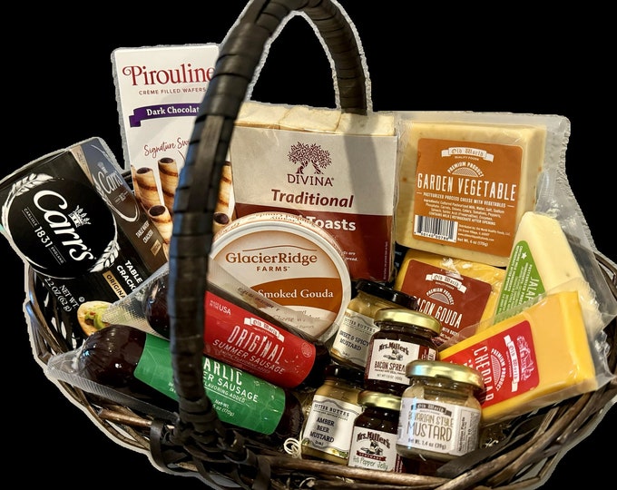 Savory Gourmet Gift Basket- meat, cheese, gourmet snacks, house warming welcome new home realtor closing house sale all occasion gift