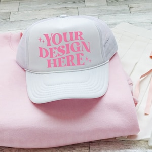 White Otto Trucker Hat Mockup Trendy White Foam Trucker Hat Mockup Pink Coquette Trucker Hat Mockup Baseball Mesh Hat Trendy Hat Mockup