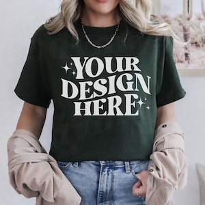 Gildan 5000 Forest Green Shirt Mockup G5000 Forest Green Mockup 5000 Mockup Green Shirt Mockup Trendy Gildan Forest Green Mockup Boho Mockup