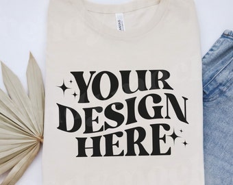 Natural Bella Canvas 3001 Mockup, Natural Shirt 3001 Mockup, Bella & Canvas Flat Lay Mockup, 3001 Shirt Mockup, Bella Canvas Flat Lay Mockup