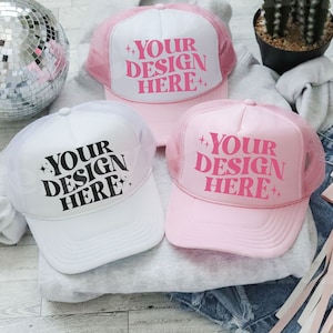 Otto Trucker Hat Mockup Trendy Foam Cap Trucker Hat Mockup Soft Pink Trucker Hat Coquette Bow Hat Mockup Baseball Mesh Hat Trendy Hat Mockup