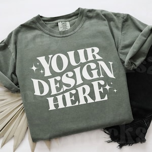 Comfort Colors C1717 Moss-modell, C1717 Moss platt lay-modell, Moss-skjorta-modell, 1717 Moss-skjorta-modell, C1717-modell, platt lay-modell