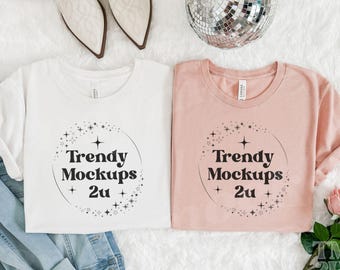 Bachelorette BC3001 White And Heather Peach Mockup, Cowgirl Wedding Mockup, Heather Peach 3001 Mockup, BC3001 Mockup, Chinoiserie Mockup
