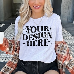 Bella Canvas 3001 Ash Mockup, Bella Canvas Ash Outdoor Mockup, 3001 Ash Shirt Mockup, Trendy Mockup, 3001 Ash Mockup, Ash Shirt Mockup