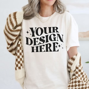 Natural Gildan 5000 Shirt Mockup, Natural 5000 Mockup, 5000 Shirt Mockup, Shirt Model Mockup, Trendy 5000 Mockup, G5000 Natural Mockup