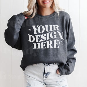 Dark Heather Gildan 18000 Crewneck Mockup, Gildan 18000 Mockup, Dark Heather 18000 Mockup, Trendy Gildan Mockup, Trendy Mockup, 18000 Mockup