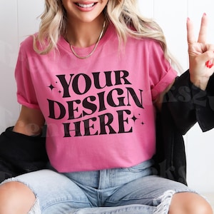 Bella Canvas 3001 Charity Pink Mockup, 3001 Mockup, Bella Canvas Mockup, Trendy Pink Shirt Mockup, Chairty Pink Mockup, Pink Shirt Mockup