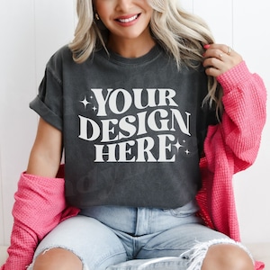 Comfort Colors C1717 Pepper TShirt Mockup, Pepper 1717 Mockup, Pepper Shirt Mockup, Trendy Mockup, Lifestyle Mockup, Trendy C1717 Mockup