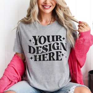 Bella Canvas 3001 Athletic Heather Shirt Mockup, 3001 Mockup, Bella Canvas Mockup, Trendy Mockup, Lifestyle Mockup, Athletic Heather Mock Up