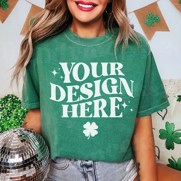 Grass Comfort Colors 1717 Mockup, Saint Patrick's C1717 Grass Mockup, St Patrick's Day Green Shirt Mockup, C1717 Grass Shirt Mockup