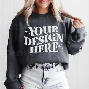 Dark Heather 18000 Gildan Crewneck Mockup, Gildan 18000 Mockup, Dark Heather 18000 Mockup, Trendy Gildan Mockup, Trendy Mockup, 18000 Mockup