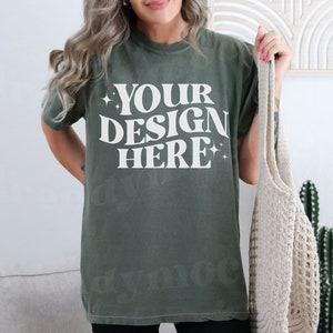 Comfort Colors C1717 モス モックアップ、Comfort Colors モス モックアップ、Comfort Colors C1717 モックアップ、モス 1717 シャツ モックアップ、Trendy Moss C1717 モックアップ