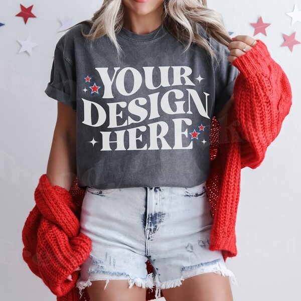 Comfort Colors C1717 4th Of July Mockup Pepper, Forth Of July Shirt Mockup, Pepper Shirt Mockup, C1717 4th Of July Mockup, Trendy Mockup