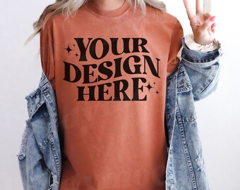 Mockup di maglietta Yam Comfort Colors, C1717 Mockup di maglietta Yam, Mockup di colori comfort Yam, Mockup di maglietta Yam alla moda, CC1717 Mockup di maglietta Yam