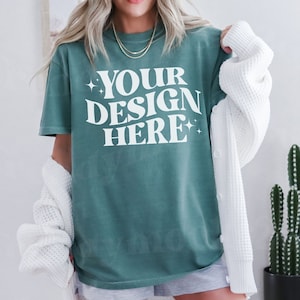 Comfort Colors C1717 Mockup Seafoam C1717 Shirt Mockup C1717 Seafoam Mockup Trendy Shirt Mockup C1717 Mockup Lifestyle Mockup Seafoam Mockup