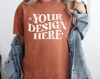 Mockup di maglietta Yam Comfort Colors, C1717 Mockup di maglietta Yam, Mockup di colori comfort Yam, Mockup di maglietta Yam alla moda, CC1717 Mockup di maglietta Yam