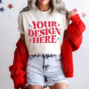 Ivory Comfort Colors C1717 4th Of July Mockup, Fourth Of July Mockup, CC1717 Ivory Shirt Mockup, CC1717 4th Of July Mockup, Trendy Mockup