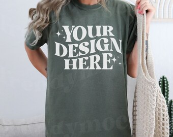 Comfortkleuren C1717 Moss-mockup, Comfort-kleuren Moss-mockup, Comfort-kleuren C1717-mockup, Moss 1717-shirtmodel, trendy Moss C1717-model