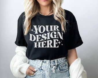 Gildan 5000 Black Mockup, Black 5000 Shirt Mockup, Oversized Shirt Mockup, 5000 Model Shirt Mockup, Trendy Mock Up, Trendy Gildan Mockup