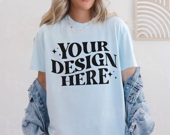 Comfort Colors C1717 Chambray Mockup, Comfort Colors Chambray Shirt, Comfort Colors C1717 Mockup, Chambray Shirt Mockup, Trendy 1717 Mockup