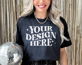 Comfort Colors 1717 Mockup Black, Comfort Colors New Years Mockup, New Years Eve Mockup, 1717 Black Mockup, Trendy Mockup, C1717 Mock Up