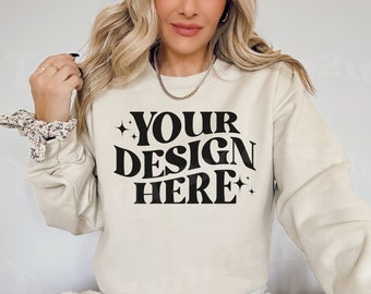 Sand Gildan 18000 Mockup, Gildan 18000 Mockup Sand, 18000 Sand Sweatshirt Mockup, Sand 18000 Mockup, Trendy Mockup, Gildan Sand Mockup