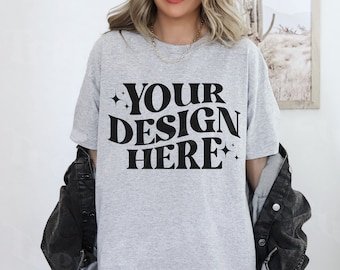 Sport Grey Gildan 5000 Mockup G5000 Mockup, 5000 Mockup Grey Shirt, Trendy Gildan Sport Grey Mockup, Trendy 5000 Oversize Shirt Mockup