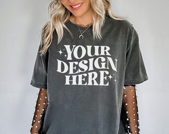 Pepper Comfort Colors 1717 Mockup, Comfort Color Western Mockup, Cowgirl CC1717 Trendy Mockup, Concert TShirt Mockup, Trendy CC1717 Pepper