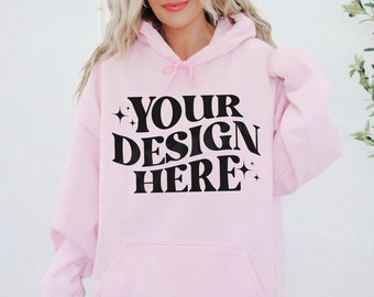 Light Pink Gildan 18500 Hoodie Mockup, 18500 Light Pink Oversize Hoodie Mockup, 18500 Mockup, Hoodie Mockup, Light Pink Gildan Hoodie Mockup