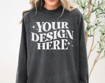 Comfort Colors 6014 Pepper Shirt Mockup, 6014 Pepper Mockup, Long Sleeve Shirt Mockup, C6014 Mockup, Trendy Mockup, Pepper Shirt Mockup