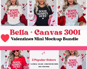 Valentines Bella Canvas 3001 Mockup Bundle, Valentines 3001 Mockup Bundle, 3001 Valentines Day Bundle, 3001 Model Mockup, Bella Shirt Mockup