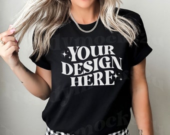 Bella And Canvas 3001 Mockup Black, Bella Canvas Mockup, Fall Mockup Shirt, 3001 Black Mockup, 3001 Mockup, Black TShirt Mockup, Shirt Mock