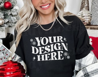Black Comfort Colors 1717 Mockup, Comfort Colors Christmas Mockup, Christmas Mockup, Christmas Mock Up, Trendy Mockup, 1717 Black Mockup