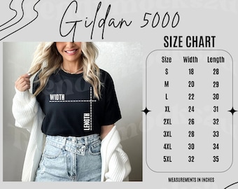 Tableau des tailles Gildan 5000, Tableau des tailles Gildan, Tableau des tailles 5000, Gildan 5000, Tableau des tailles pour Gildan, Tableau des tailles de chemise Gildan, Gildan 5000 noir