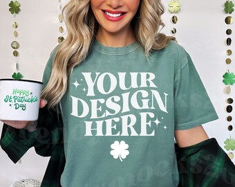 Light Green Comfort Colors 1717 Mockup, Saint Patrick's Shirt  Mockup, St Patrick's Day C1717 Mockup, Light Green Shirt Mockup, 1717 Mockup