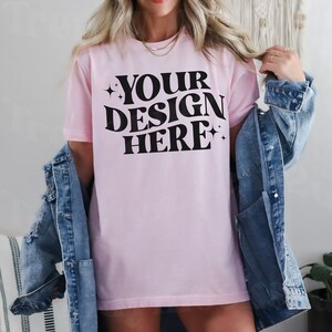 Pink Bella Canvas 3001 Mockup 3001 Mockup Pink Bella Canvas Mockup Trendy BC3001 Pink Shirt Mockup Trendy Pink Shirt Mockup Trendy Mockup