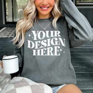 Outdoors Comfort Colors 1566 Mockup Pepper, Outdoors Mockup, Pepper 1566 Mockup, 1566 Mockup, Nature Mockup, Oversized Mockup, Trendy Mockup