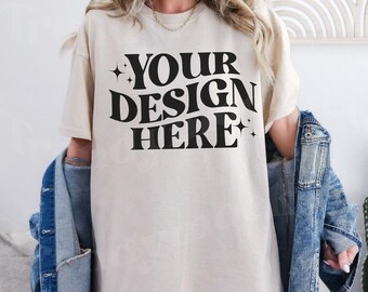 Sand Gildan 5000 Shirt Mockup, 5000 Sand TShirt Mockup, 5000 Shirt Mockup, Shirt Model Mockup, Trendy 5000 Mockup, G5000 Sand Shirt Mockup