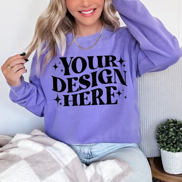 Comfort Colors 1566 Violet Mockup, 1566 Sweatshirt Mockup, Comfort Colors Violet Mockup, Trendy Mock Up, 1566 Violet Mockup, 1566 Mock Up