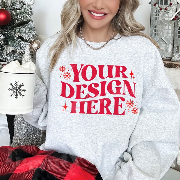 Ash Gildan 18000 Mockup, Gildan 18000 Ash Mockup, Gildan 18000 Weihnachts Mockup, Weihnachts Sweatshirt Mockups, Trendy Mockup, 18000 Mockup