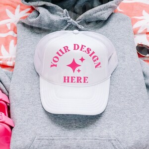 Otto Trucker Hat White Mockup, Trendy Trucker Foam Hat Mockup, White Trucker Cap Mockup, Beach White Hat Trendy Mockup, Otto White Mockup