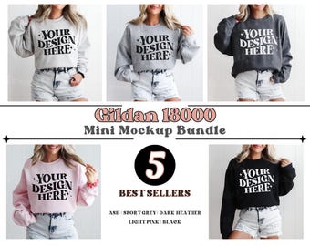 Gildan 18000 Mini Mockup, 18000 Mockup Bundle, Gildan Crewneck Mockup, G18000 Mockup, Gildan Mini Mockup, Crewneck Sweatshirt Mockup Bundle