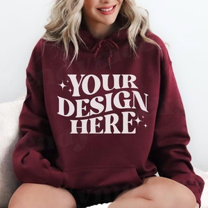 Gildan 18500 Kastanjebruine Hoodie Mockup, G8500 Mockup Kastanjebruin, 18500 Crewneck Mockup, 18500 Hoodie Mockup Kastanjebruin, Trendy Mockup, Hoodie Mockup