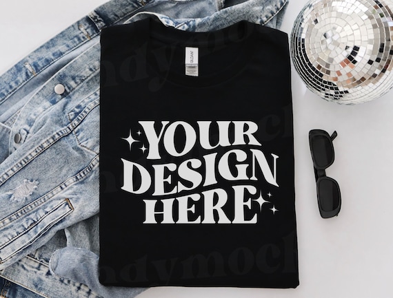 Black Gildan 5000 Shirt Mockup, Gildan Flat Lay Mock, Black Shirt Flat Lay, 5000 Shirt Mockup, G5000 Black Mockup, Trendy Black Tee Mockup