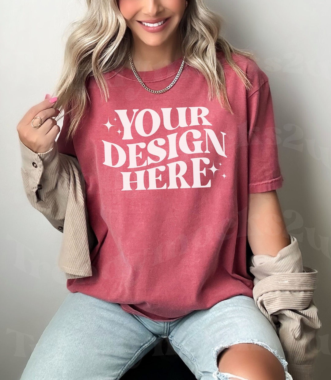 Crimson Comfort Colors 1717 Mockup, Comfort Colors C1717 Mockup ...