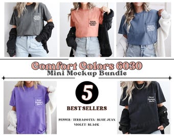 Comfort Colors 6030 Mini Mockup Bundle, Pocket TShirt Mockup Bundle, CC6030 Pepper Mockup, Comfort Color 6030 Mockup, Mini Mockup Bundle